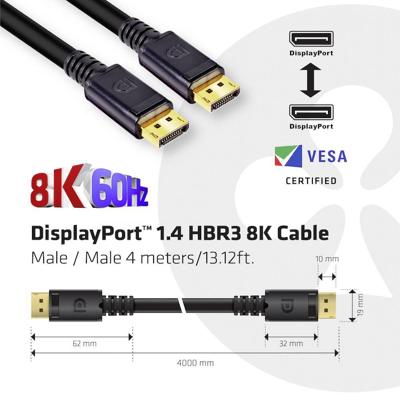 CLUB3D DisplayPort 1.4 HBR3 8K Kabel M/M 4meter - [CAC-1069B]