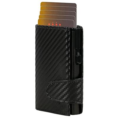 Juscha JU-961401 Pasjeshouder Clicksafe RFID Kunstleer Carbon Zwart 8 Pasjes Met Opbergvak Voor Muntgeld