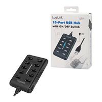 LogiLink UA0125 USB 2.0-hub 10 poorten Zwart - thumbnail