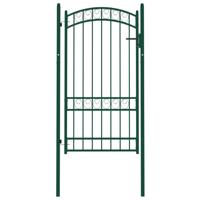 VidaXL Poort met gebogen bovenkant 100x175 cm staal groen - thumbnail