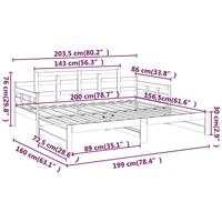 Slaapbank uitschuifbaar massief grenenhout wit 2x(80x200) cm - thumbnail