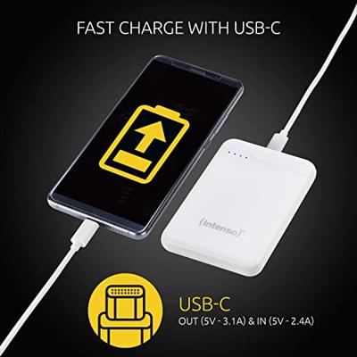 Intenso XS5000 Powerbank 5000 mAh LiPo USB-A, USB-C, Micro-USB Wit Statusweergave