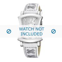 Calypso horlogeband K5198-1 Leder Wit 17mm + grijs stiksel - thumbnail