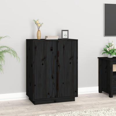 Dressoir 60x35x80 cm massief grenenhout zwart