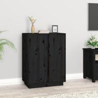 Dressoir 60x35x80 cm massief grenenhout zwart - thumbnail