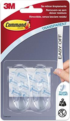 Haak voor ophanging 3M 900 g Transparant Plastic (2 Stuks) Haak voor ophanging 3M 900 g Transparant Plastic (2 Stuks)
