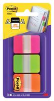 Post-it Index Strong, ft 25,4 x 38 mm, set van 3 kleuren (roze, groen en oranje), 12 tabs per kleur - thumbnail