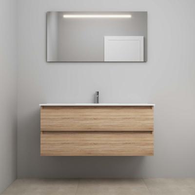 On-Line Badkamermeubelset - 120 cm - Voorgemonteerd - Porseleinen Wastafel - 1 Kraangat - Spiegel met LED-Verlichting - Eiken