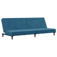Slaapbank 2-zits met voetenbank fluweel blauw - thumbnail