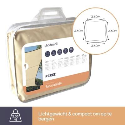 Perel GSS4360PE Schaduwdoek sun sails 3600 mm x 3600 mm 1 stuk(s)