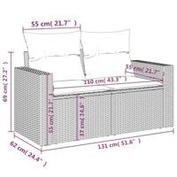 9-delige Loungeset met kussens poly rattan zwart - thumbnail