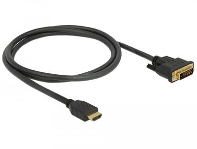 Delock 85652 HDMI-kabel HDMI / DVI Aansluitkabel HDMI-A-stekker, DVI-D 24+1-polige stekker 1 m Zwart Afgeschermd (drievoudig), Vergulde steekcontacten