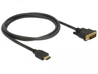 Delock 85652 HDMI-kabel HDMI / DVI Aansluitkabel HDMI-A-stekker, DVI-D 24+1-polige stekker 1 m Zwart Afgeschermd (drievoudig), Vergulde steekcontacten - thumbnail