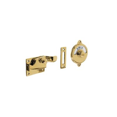 Intersteel WC slot met hendel met bocht vrij-bezet messing ongelakt