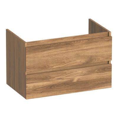 Brauer Joy Wavy - Onderkast - 80 cm - met 2 Softclose Lades Greeploos en 1 Sifon Uitsparing - Honey