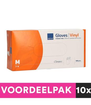 Abena poedervrije vinyl handschoenen maat medium 100 stuks voordeelpakket
