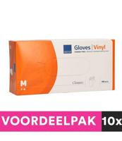 Abena poedervrije vinyl handschoenen maat medium 100 stuks voordeelpakket - thumbnail