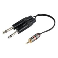 3.5mm Male naar 2 x 6.35mm Male Mono Audio adapterkabel totale lengte: ongeveer 27cm - thumbnail