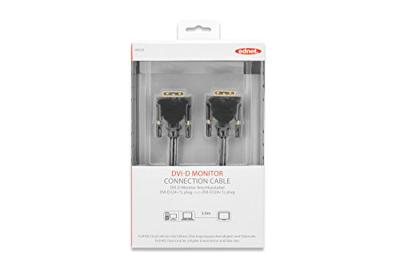 ednet 84520 DVI aansluitkabel (2 m, 24 Plus 1, 2x ferriet, stekker/stekker, DVI-D Dual Link) goud