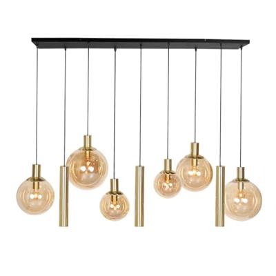 Steinhauer Eettafel hanglampBollique goud met amberglas - 3799ME