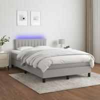 Boxspring met matras en LED stof lichtgrijs 120x190 cm - thumbnail