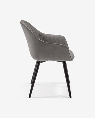 Kave Home Fabia eetkamerstoel grijs velvet Kave Home Fabia eetkamerstoel grijs velvet