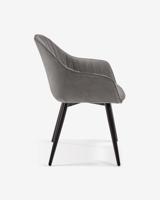 Kave Home Fabia eetkamerstoel grijs velvet - thumbnail