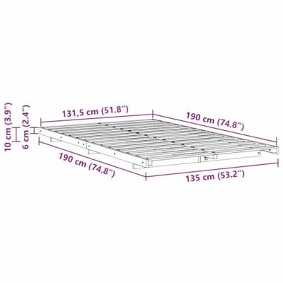 Bedframe Wasbruin 135 x 190 cm Massief grenenhout