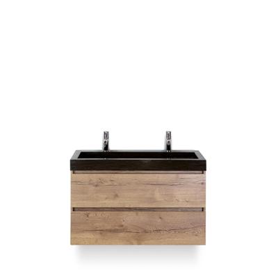 Maxx XL Badmeubelset 100 cm - Natuur Eiken - Wastafel Lucca 2 kraangaten