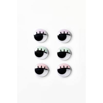 Wiebelogen Folia met wimpers 30mm set à 6 stuks assorti