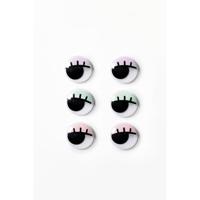 Wiebelogen Folia met wimpers 30mm set à 6 stuks assorti - thumbnail