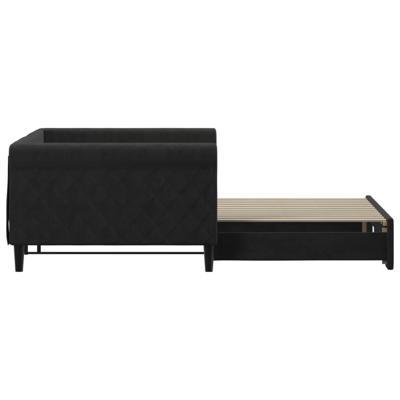 Slaapbank met onderschuifbed 100x200 cm fluweel zwart
