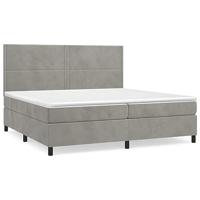 Boxspring met matras fluweel lichtgrijs 200x200 cm - thumbnail