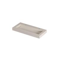 INK Pitch Wastafel keramische slab centraal met drain en front en side skirts 2 kraangaten 100x45x9 Travertin mat - thumbnail