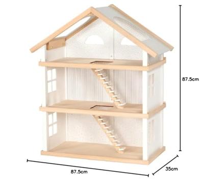 Goki houten poppenhuis modern living met 3 verdiepingen