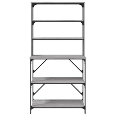 Bakkersrek 6-laags 90x40x180 cm bewerkt hout grijs sonoma eiken