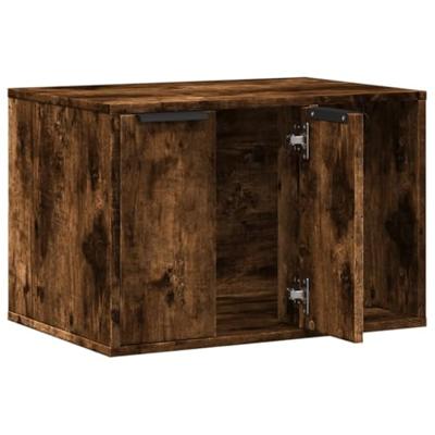 Kattenbakkast 60x40x40 cm bewerkt hout gerookt eikenkleurig
