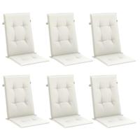 VidaXL Stoelkussens 6 st hoge rug 120x50x4 cm stof gemêleerd crème - thumbnail
