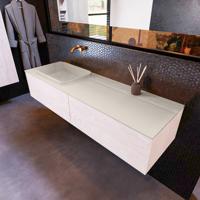 Badkamermeubelset Mondiaz Erin 150 cm met 2 Lades met RIDGE Wastafel Links Linen Zonder Kraangaten Greeploos Mat Underlayment - thumbnail