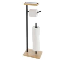 Toiletrolhouder Filano metaal plus bamboe zwart - thumbnail