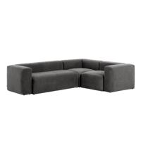 Kave Home 3-zits Hoekbank 'Blok' kleur Donkergrijs - thumbnail