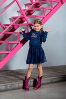 B.Nosy winter sweat jurk meisjes - navy blauw - Dasha - mesh rok - thumbnail