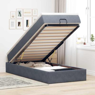 Ottoman bed met matras 90x200cm fluweel donkergrijs