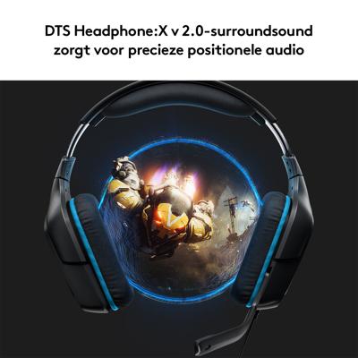 Logitech Gaming G432 Over Ear headset Kabel 7.1 Surround Zwart, Blauw Volumeregeling, Microfoon uitschakelbaar (mute) Gamen