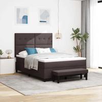 Boxspringbed met matras Donkerbruin 140 x 190 cm Stof - thumbnail
