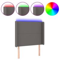 Hoofdbord LED 93x16x118/128 cm kunstleer grijs - thumbnail