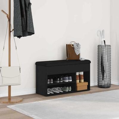 Schoenenbank met opslag Zwart 80 x 30 x 45 cm Bewerkt hout