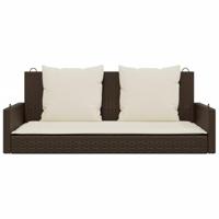 Schommelbank met kussens 119x56x48 cm poly rattan bruin - thumbnail