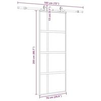 Schuifdeur met beslagset 76x205 cm gehard glas zwart - thumbnail