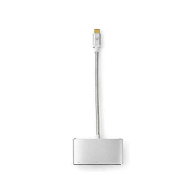 3-in-1 USB 3.0-Adapterkabel | Verguld 0,2 m | USB C Male naar USB C Female/USB-A Female/VGA Female | Voor Aansluiten van een Monitor en 2 USB-Apparaten